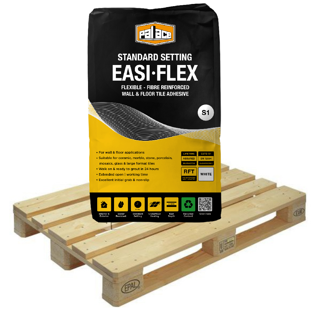 Palace Easi-Flex WHITE Standard Setting S1 Tile Adhesive 20kg Quarter Pallet (12 Bag Tail Lift)