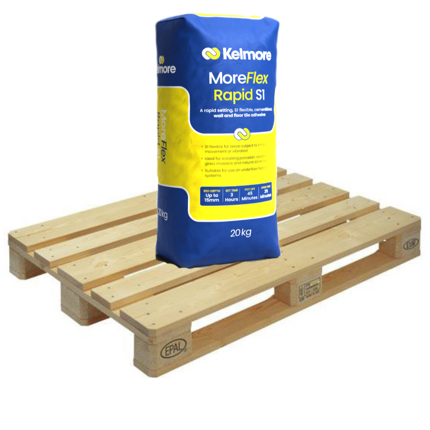Kelmore MoreFlex Rapid Setting S1 Tile Adhesive, GREY 20kg Full Pallet (48 Bags Tail Lift)
