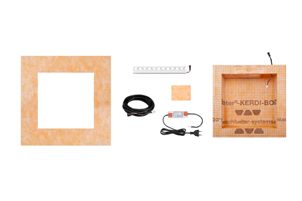 Schluter Kerdi Board NLT Niche Kit with LED Plug & Play WARM WHITE (Choice of Size)