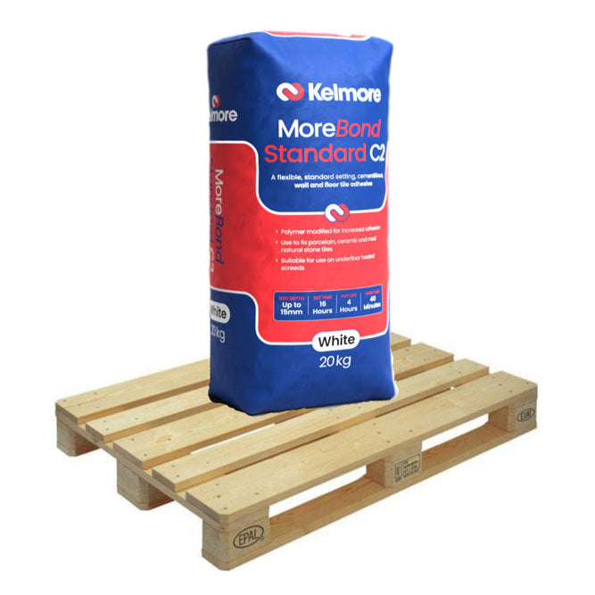 Kelmore Morebond Standard Setting C2 Tile Adhesive WHITE 20kg Full Pallet (48 Bag Tail Lift)