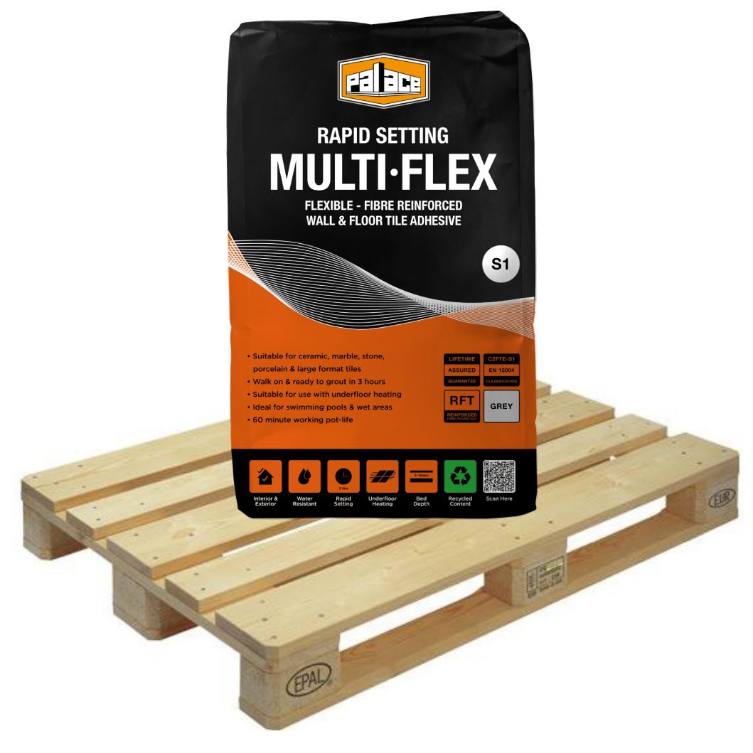Palace Multi-Flex GREY Rapid Setting S1 Tile Adhesive 20kg Quarter Pallet (12 Bags Tail Lift)