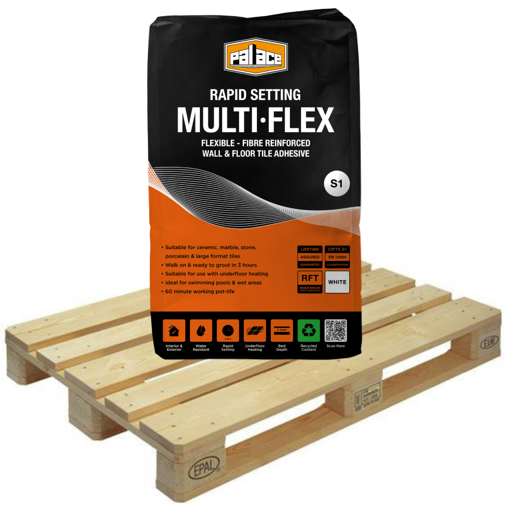 Palace Multi-Flex WHITE Rapid Setting S1 Tile Adhesive 20kg Quarter Pallet (12 Bag Tail Lift)