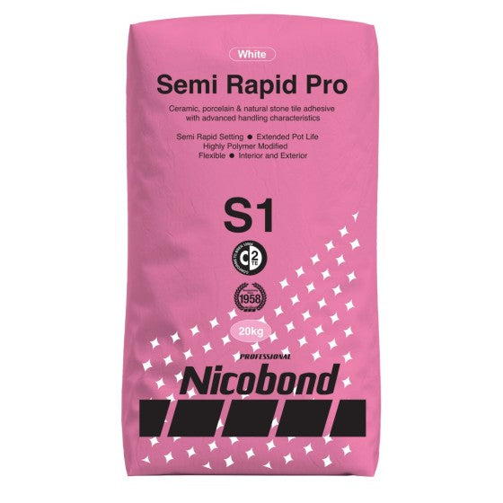 Nicobond Semi Rapid Pro S1 Tile Adhesive 20kg WHITE N1151600