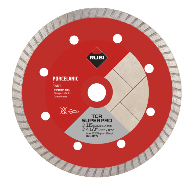 Rubi TCR Dry Cut Porcelain Tile Turbo Diamond Blade (Choice of Size)