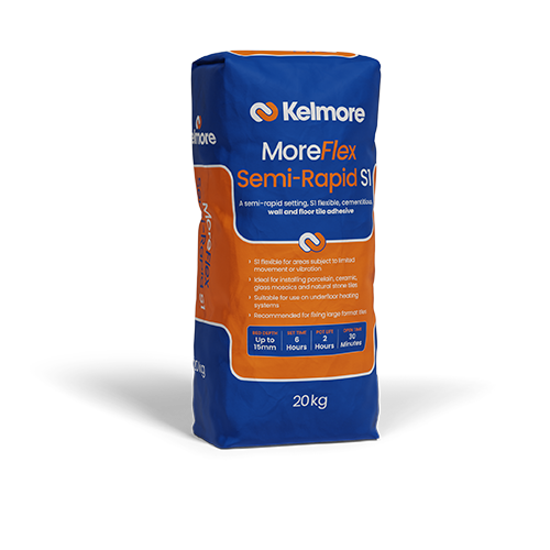 Kelmore MoreFlex S1 Semi Rapid Setting GREY Tile Adhesive (Choice of Quantities)