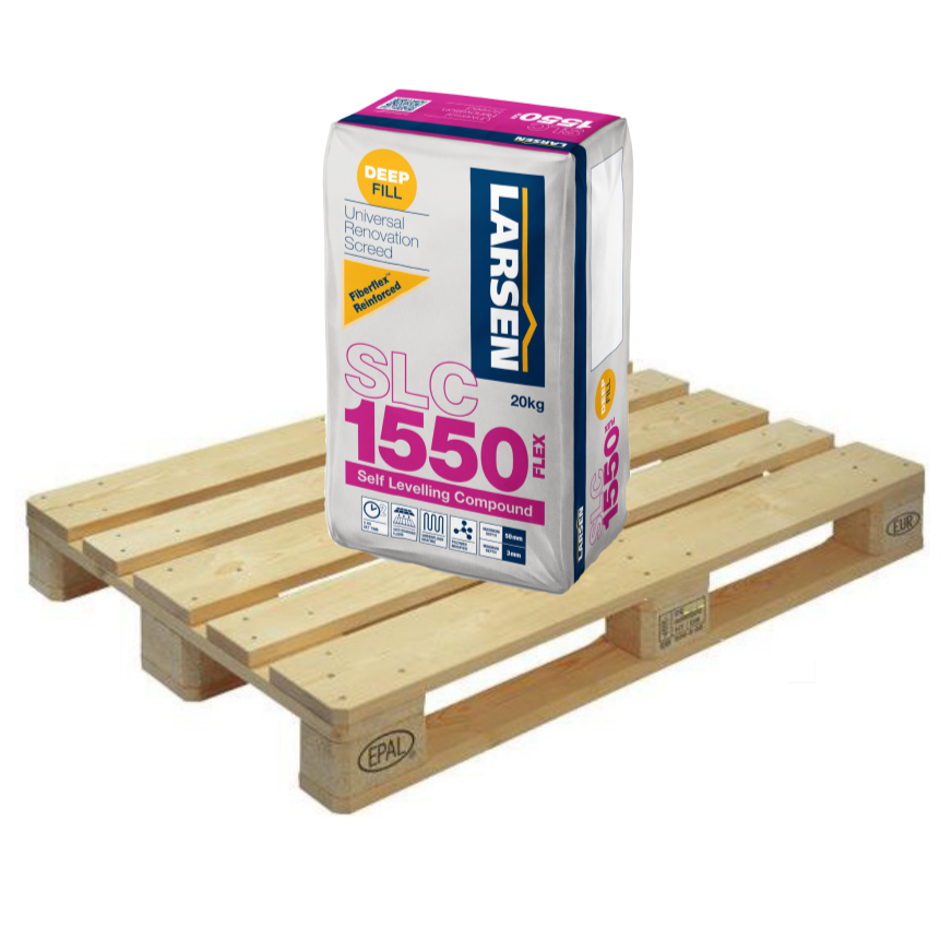 Larsen SLC1550 Rapid Set Pro Single Part Flexible Fibre Self Levelling Compound 20kg (48 Bag Pallet Tail Lift)