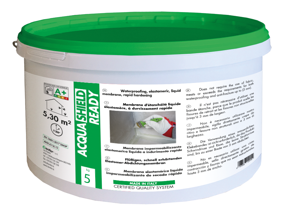Benfer Acquasheild-Ready. Fast Setting Elastomeric Waterproof Membrane. 5kg