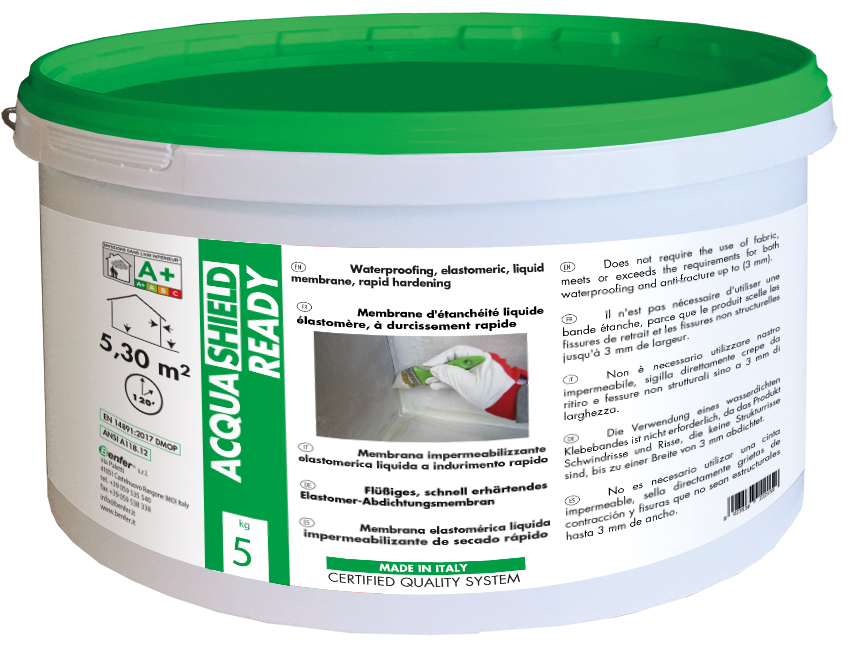 Benfer Acquasheild-Ready. Fast Setting Elastomeric Waterproof Membrane. 5kg