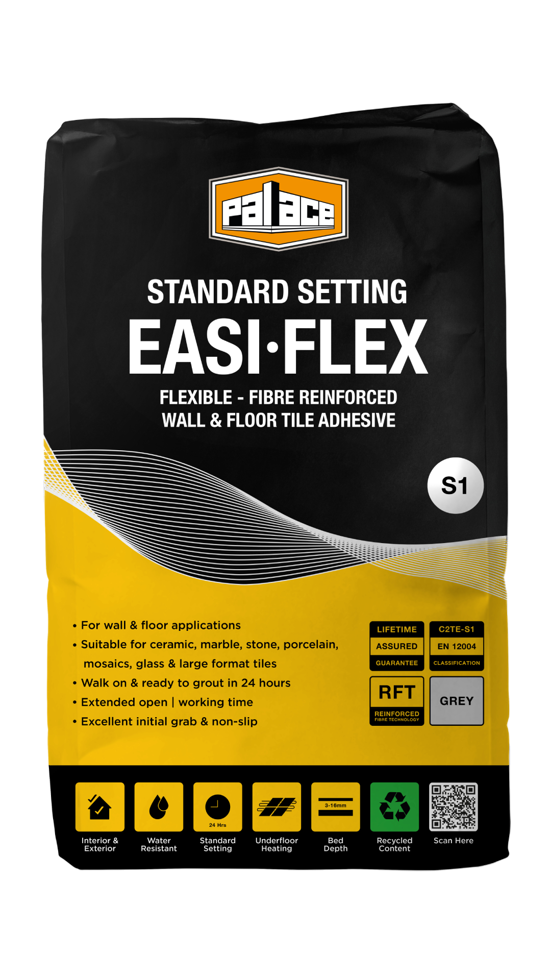 Palace Easi-Flex GREY Standard Setting S1 Tile Adhesive 20kg (Choice of Quantity)