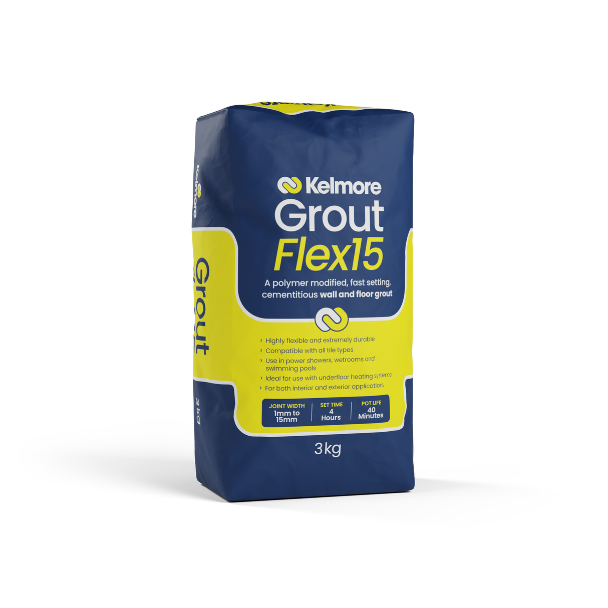 Kelmore Wall & Floor Grout Flex15 3kg (Choice of Colours).