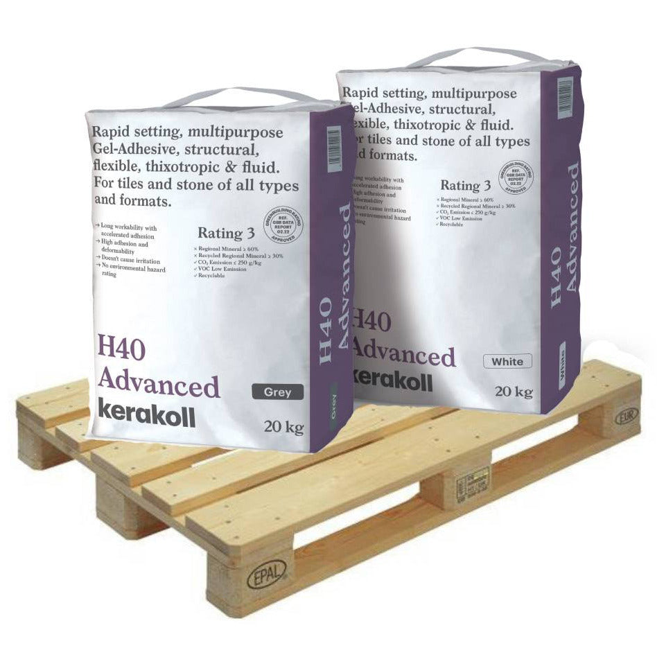 Kerakoll H40 Advanced Adhesive Rapid Set S1 Tile Adhesive GREY 20kg (12 Bag Quarter Pallet Tail Lift)