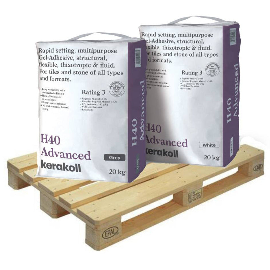 Kerakoll H40 Advanced Adhesive Rapid Set S1 Tile Adhesive WHITE 20kg (48 Bag Full Pallet Tail Lift)