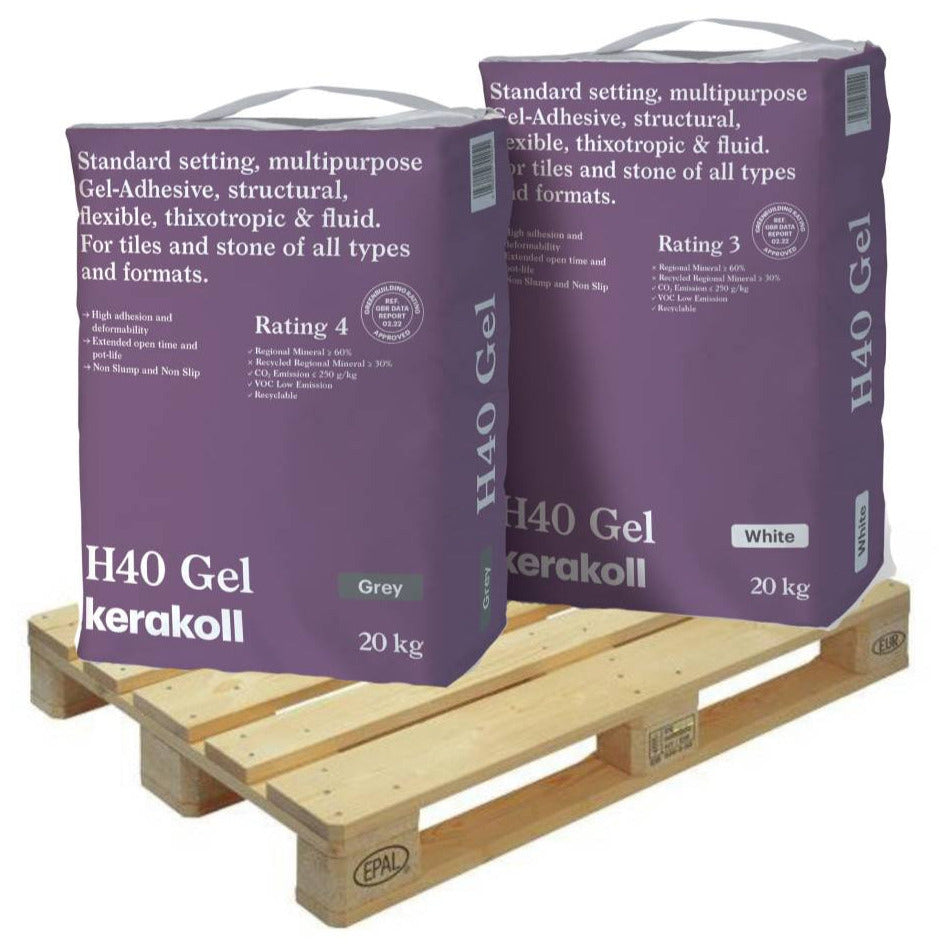 Kerakoll H40 Gel Adhesive Standard Set S1 Tile Adhesive GREY 20kg (12 Bag Quarter Pallet Tail Lift)