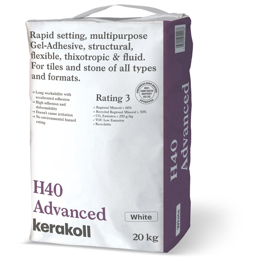 Kerakoll H40 Advanced Adhesive Rapid Set S1 Tile Adhesive WHITE 20kg