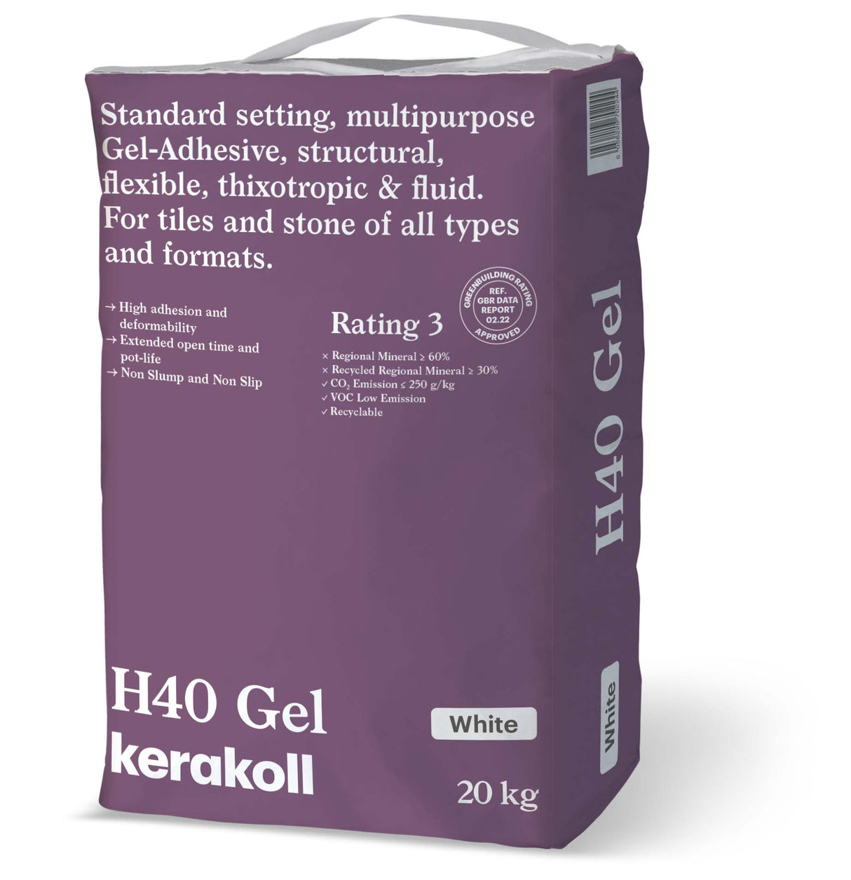 Kerakoll H40 Gel Adhesive Standard Set S1 Tile Adhesive WHITE 20kg