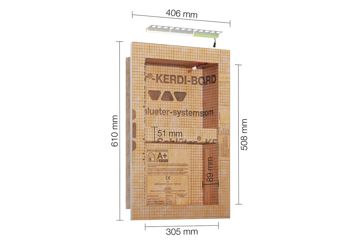 Schluter Kerdi Board NLT Niche Kit with LED Plug & Play WARM WHITE (Choice of Size)