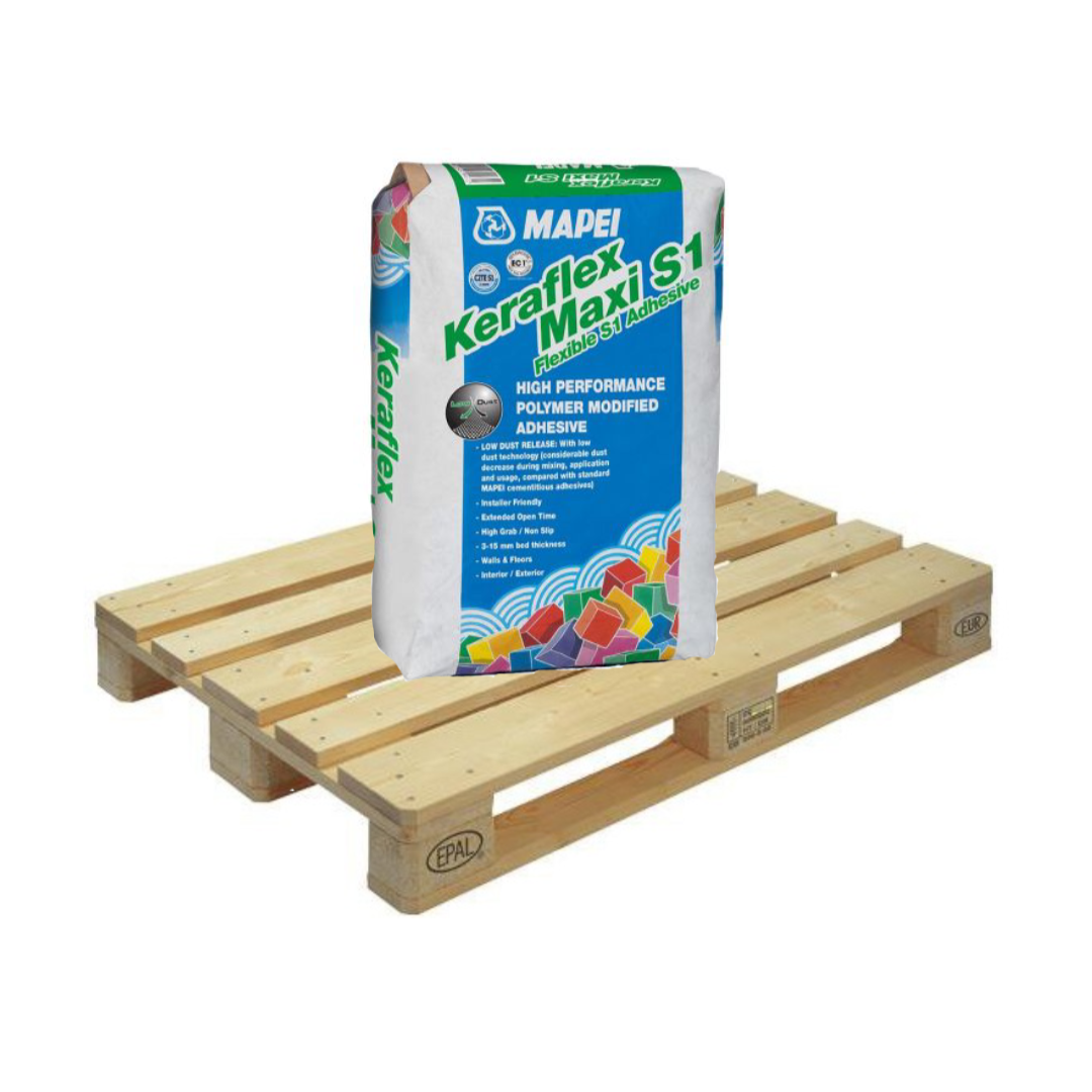Mapei Keraflex Maxi S1 Flexible Low Dust Tile Adhesive WHITE (24 Bag Pallet Tail Lift)