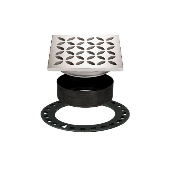 Schluter KERDI Grate and Frame Set 100mm x 100mm FLORAL DESIGN Brushed Stainless Steel (V2A) KD R10 EB D5 (Choice of Finish)