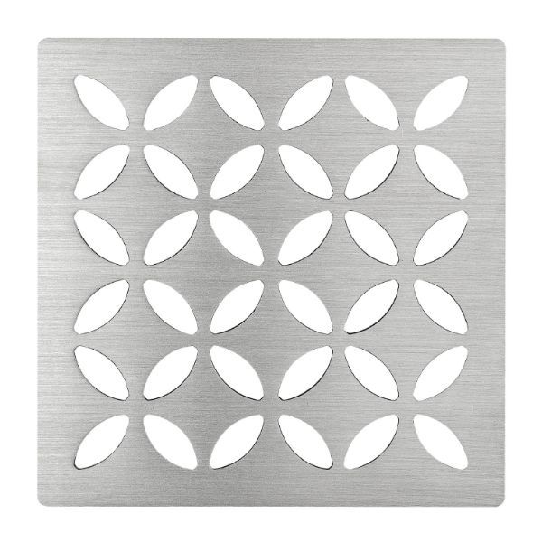 Schluter KERDI Grate and Frame Set 100mm x 100mm FLORAL DESIGN Brushed Stainless Steel (V2A) KD R10 EB D5 (Choice of Finish)