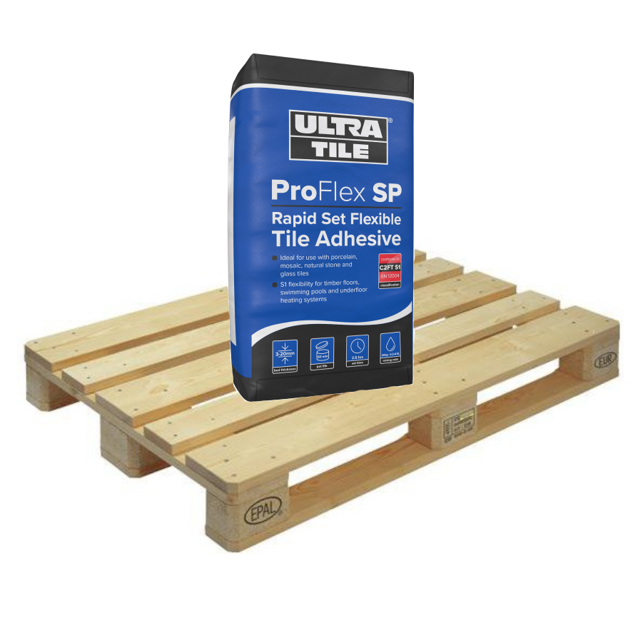 Ultra ProFlex SP Rapid Set Flexible S1 Tile Adhesive WHITE 20kg Half Pallet (25 Bags Tail Lift Pallet)