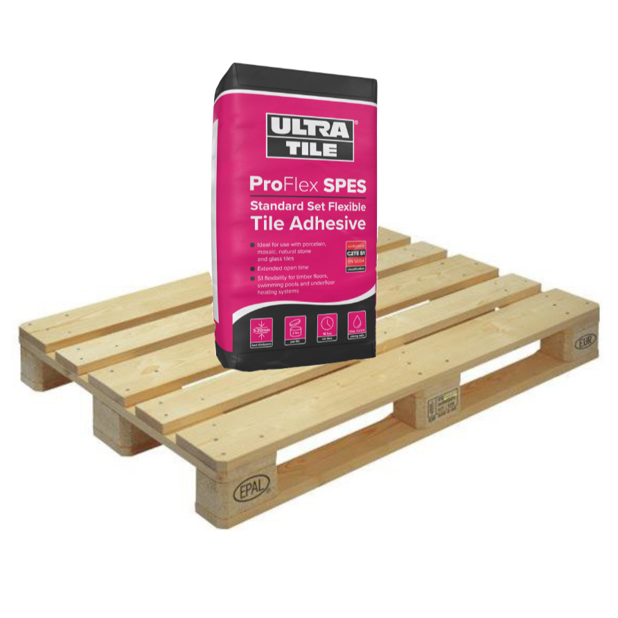 Ultra ProFlex SPES Standard Set Flexible S1 Tile Adhesive GREY 20kg Full Pallet (54 Bag Tail Lift Pallet)