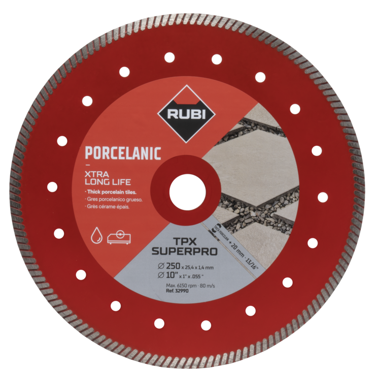 Rubi TPX Superpro 20mm Porcelain Cutting Blade (250mm with a 25.4mm Bore) 32990